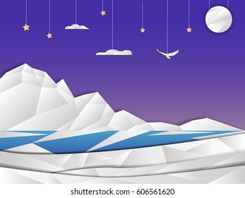 Paper 3D Nature Background - Vector Illustration