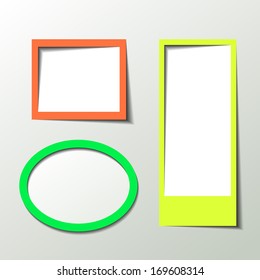 Paper 3D picture frame design vector for image or text