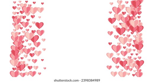 Paper 3D pink heart symbols explosion background design. Valentines Day sale decor. Gift card backdrop. Colorful heart relationship symbols illustration.