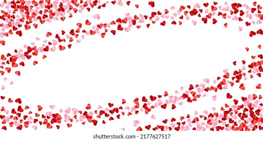 Paper 3D red heart symbols romantic vector background. Wedding decorative elements. Postcard backdrop. Cute heart relationship signs on white.