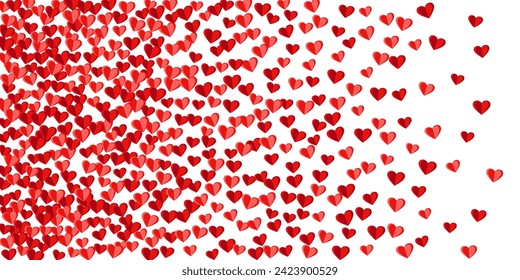 Paper 3D red heart symbols beautiful background design. Wedding decorative elements. Greeting card background. Falling heart relationship symbols scatter.
