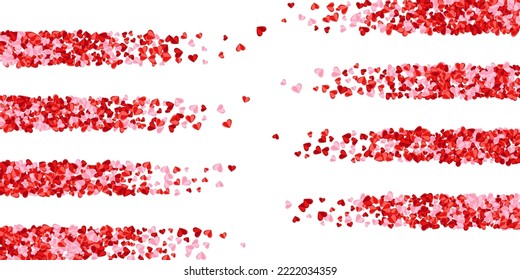 Paper 3D rosy heart shapes beautiful background design. Anniversary decoration. Poster background. Colorful heart relationship signs on white.