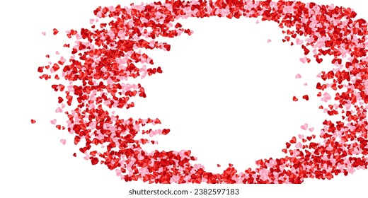 Paper 3D rosy heart shapes romantic background design. Valentine carnival decor. Poster backdrop. Colorful heart relationship signs on white.