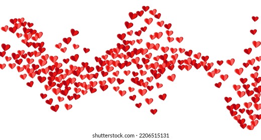 Paper 3D sweet heart symbols confetti vector background. Birthday surprise party decor. Present gift decorative elements. Postcard background. Falling heart family symbols scatter.