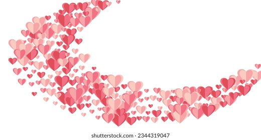 Paper 3D sweet heart symbols romantic vector background. Valentine carnival decor. Banner background. Cute heart family symbols scatter.