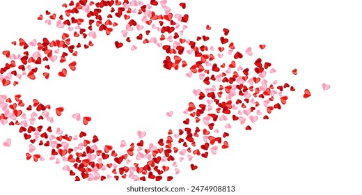 Paper 3D sweet heart symbols flying vector background. Mother's Day gift decor. Greeting card backdrop. Small heart relationship symbols scatter.