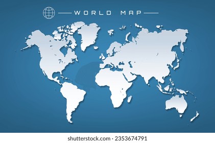 Paper 3d world map. Worldwide planet continents mainland north south americas africa europe asia australia parts islands cartography visual mapping isolated vector illustration