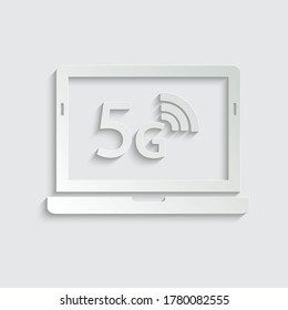   paper 5g internet icon. icon for mobile phone or smart device. 