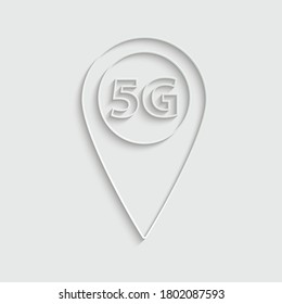 paper 5G internet map pointer icon vector