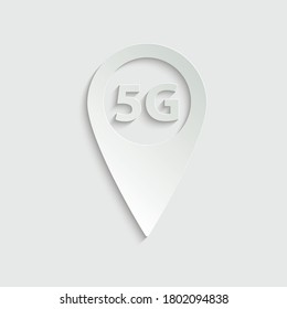 paper 5G internet map pointer icon vector