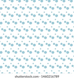 Paper with abstract cute light blue polka dots on a white background. Vector seamless pattern. Raster illustration.
