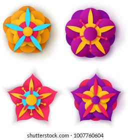 Paper abstract flower. Four items. vector eps 10