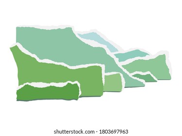 Paper abstract green mountains with torn edges