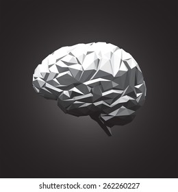 Paper Abstract Human Brain on Dark Background. Vector Illustration