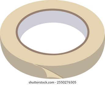 Rolo de fita adesiva de papel ou Ilustração de rolo de fita de mascaramento isolado no fundo branco