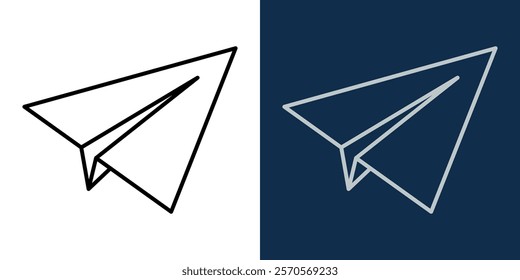 Paper aeroplane outline icon. Symbol of travelling. Air transport. Editable Stroke