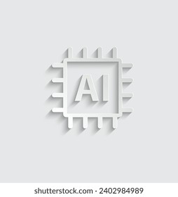 paper ai icon vector Artificial intelligence icon logo 