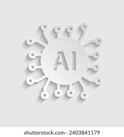 paper ai icon vector Artificial intelligence icon logo 