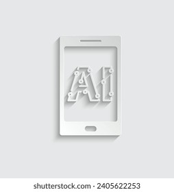 icono de papel ai vector icono Icono de inteligencia artificial 