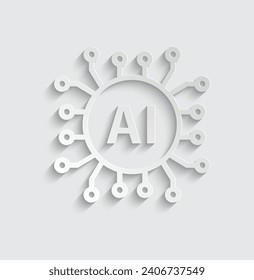 paper ai icon vector Artificial intelligence icon logo 