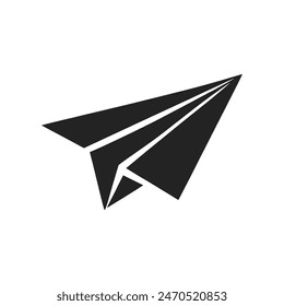 paper air plane in black illustration isolated on white background