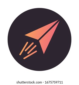 paper air plane block style icon vector illustration graphic design