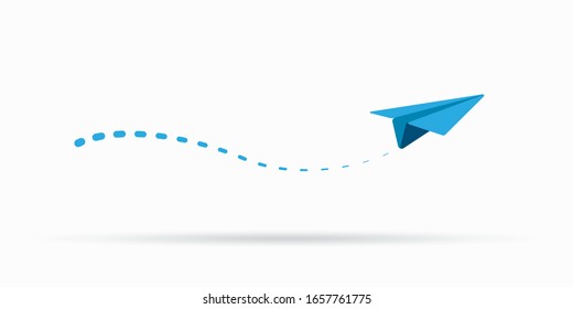 Paper Air Plane Flying Vector Illustration