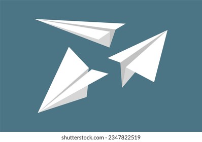 paper aircraft, airplane origami set illustration vector design