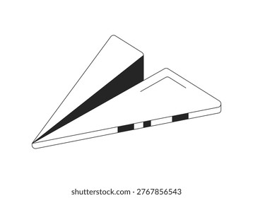Paper airplane 2D line object. Message sending. Instant delivery. Digital communication. Fast mail. Paper plane flying isolated clipart vector ink outline item. Monochrome spot illustration