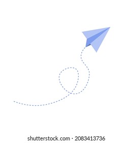 Paper airplane background design business card. Flat style.