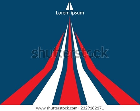 paper airplane background with red and white lines on blue background