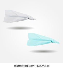 Paper airplane, battered high resolution flat triangle polygon vector eps10