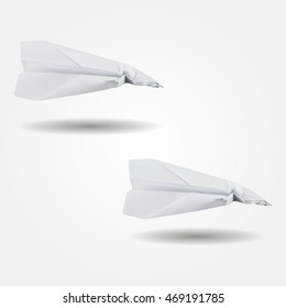 Paper airplane, battered low and high resolution triangle mesh realistic vector eps10