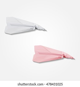 Paper airplane, battered low resolution flat triangle polygon vector eps10