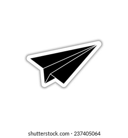  paper airplane - black vector icon with shadow
