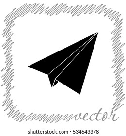 Paper airplane  black vector  icon