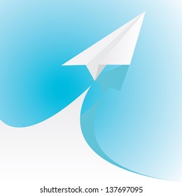 paper airplane in blue . concept of growth or leadership. business metaphor. vector illustration