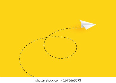 Paper airplane with business success and leadership concept landing page background.Vector illustration.