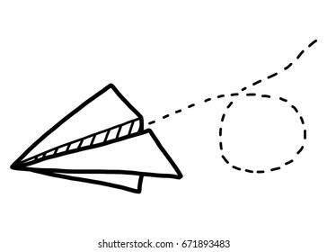 paper airplane / cartoon vector and illustration, black and white, hand drawn, sketch style, isolated on white background.
