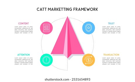 Paper Airplane CATT Marketing Framework Vector Illustration