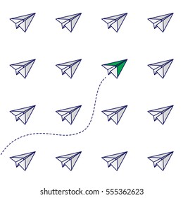 Paper airplane Challenge Minimalistic Flat Line Color Icon Pictogram Illustration Set Collection