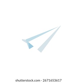paper airplane, clean vector art, two-color design of off-white and a pale blue shadow, simple folded geometric shape, clean lines, isolated on a solid white background