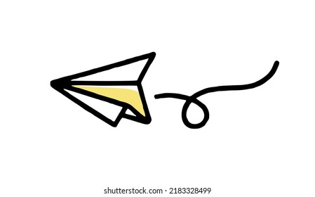 Paper Airplane Clipart Doodle. Vector Illustration In Line 