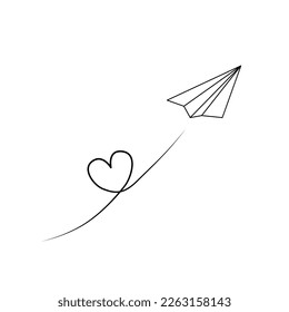 Paper airplane. Coloring page. Black and white paper plane. Color me. Isolated vector illustration eps