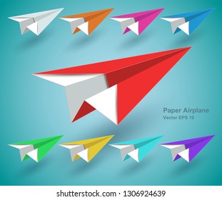 paper airplane colourful icon - vector EPS10