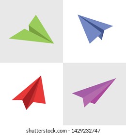 Paper Airplane Colourful Vector Design
