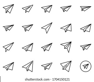 Paper airplane design icons set. Thin line vector icons for mobile concepts and web apps. Premium quality icons in trendy flat style. Collection of high-quality black outline logo