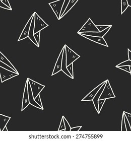 Paper Airplane Doodle Seamless Pattern Background