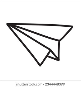 Paper airplane doodle vector illustration isolated on white background