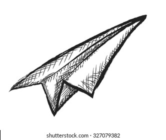 paper airplane doodle,  vector illustration